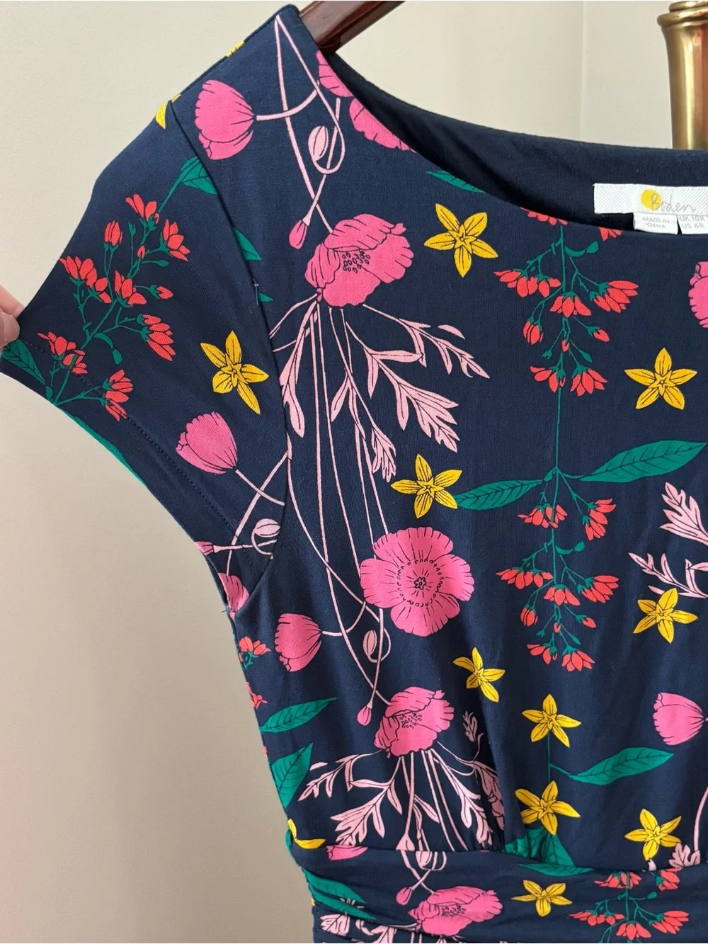 Boden Clarissa Forest Garden Charm Green Blue Sleeveless Midi Dress Size 6 - Picture 6 of 10